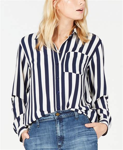 michael michael kors williams off-the-shoulder striped cotton top|macy's michael kors.